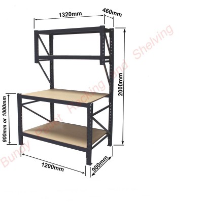 Workbench Heavy Duty 4 Tier 900mm or 1000mm High 1200mm Beams x 900mm Deep (LongSpan) ChipBoard