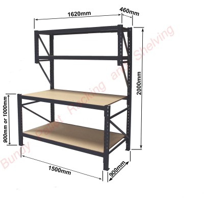 Workbench Heavy Duty 4 Tier 900mm or 1000mm High 1500mm Beams x 900mm Deep (LongSpan) ChipBoard